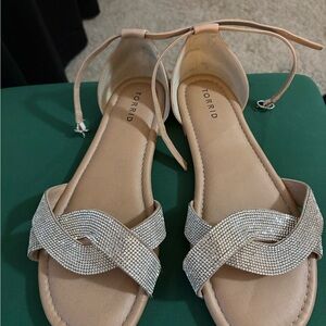 Torrid Tan Sandals with Silver Accents